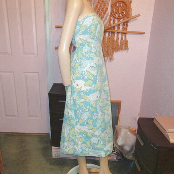 Vtg Lilly Pulitzer Sabrina Strapless Atlantis Dress Size 10 Glitter Fit & Flare - Picture 7 of 10